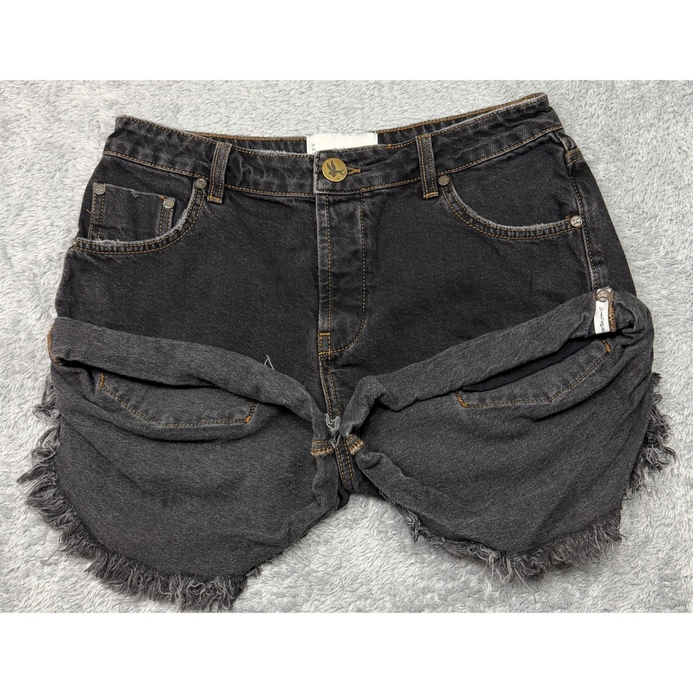 One Teaspoon Bandits Distressed Black Jean Shorts Size 26